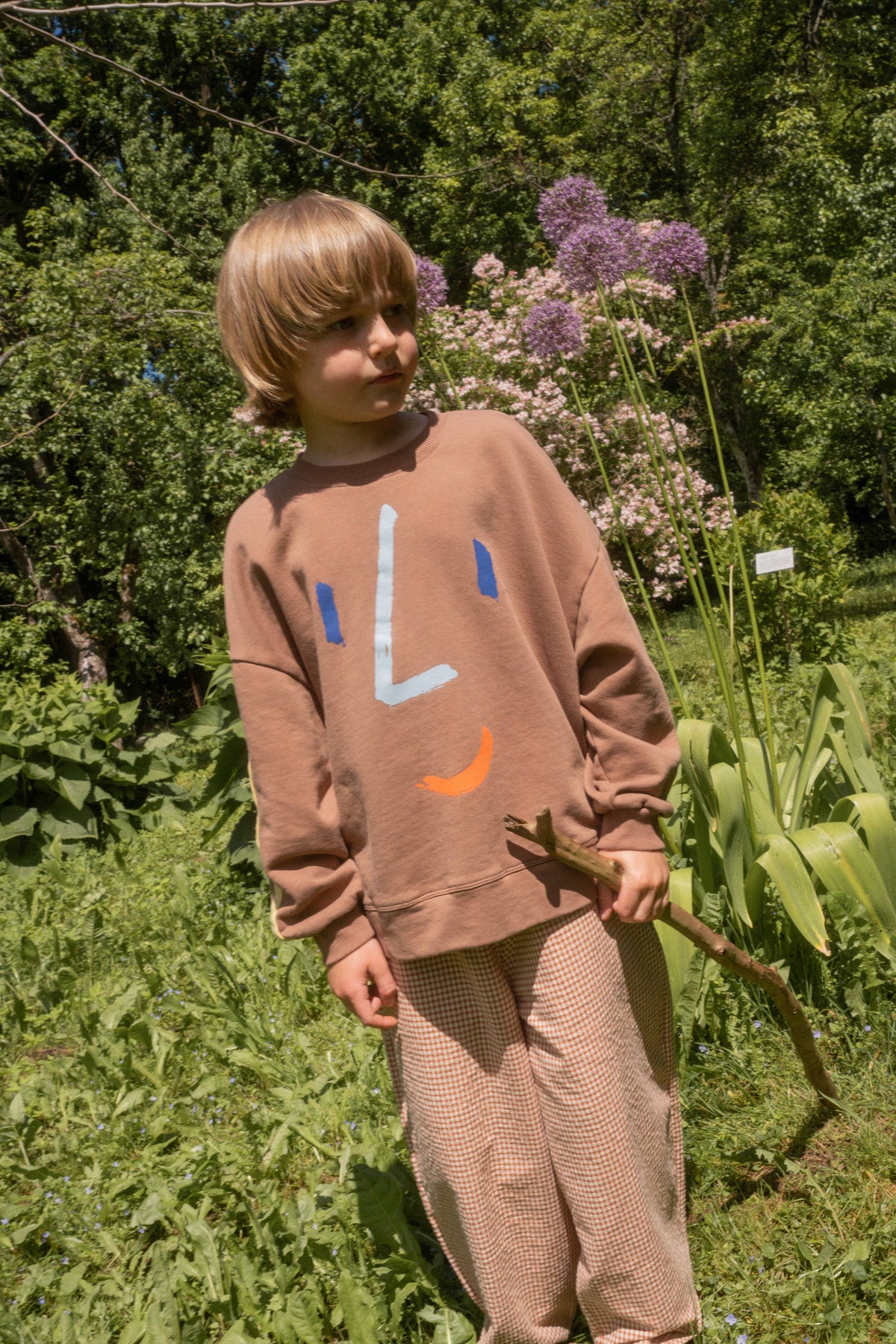 FACE SWEATSHIRT: Brown / 1-2Y