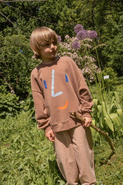 FACE SWEATSHIRT: Brown / 1-2Y