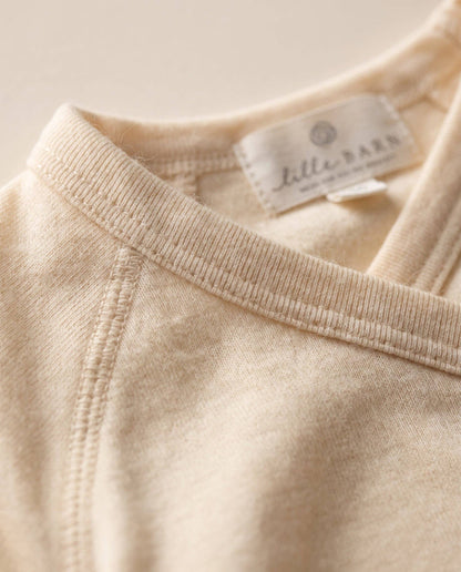 Wool Long Sleeve Wrap Romper — Merino Wool - Natural: 56