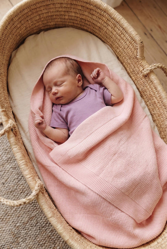 Knitted Wool Baby/Kids Blanket - Merino Wool - Powder Puff: 70 x 95cm