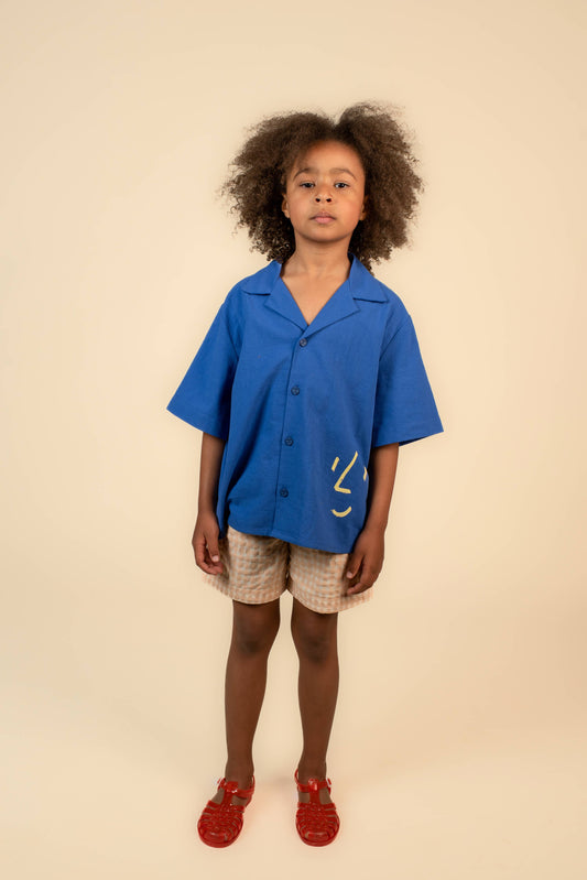 WASHED COTTON TOP: Blue / 1-2 Y