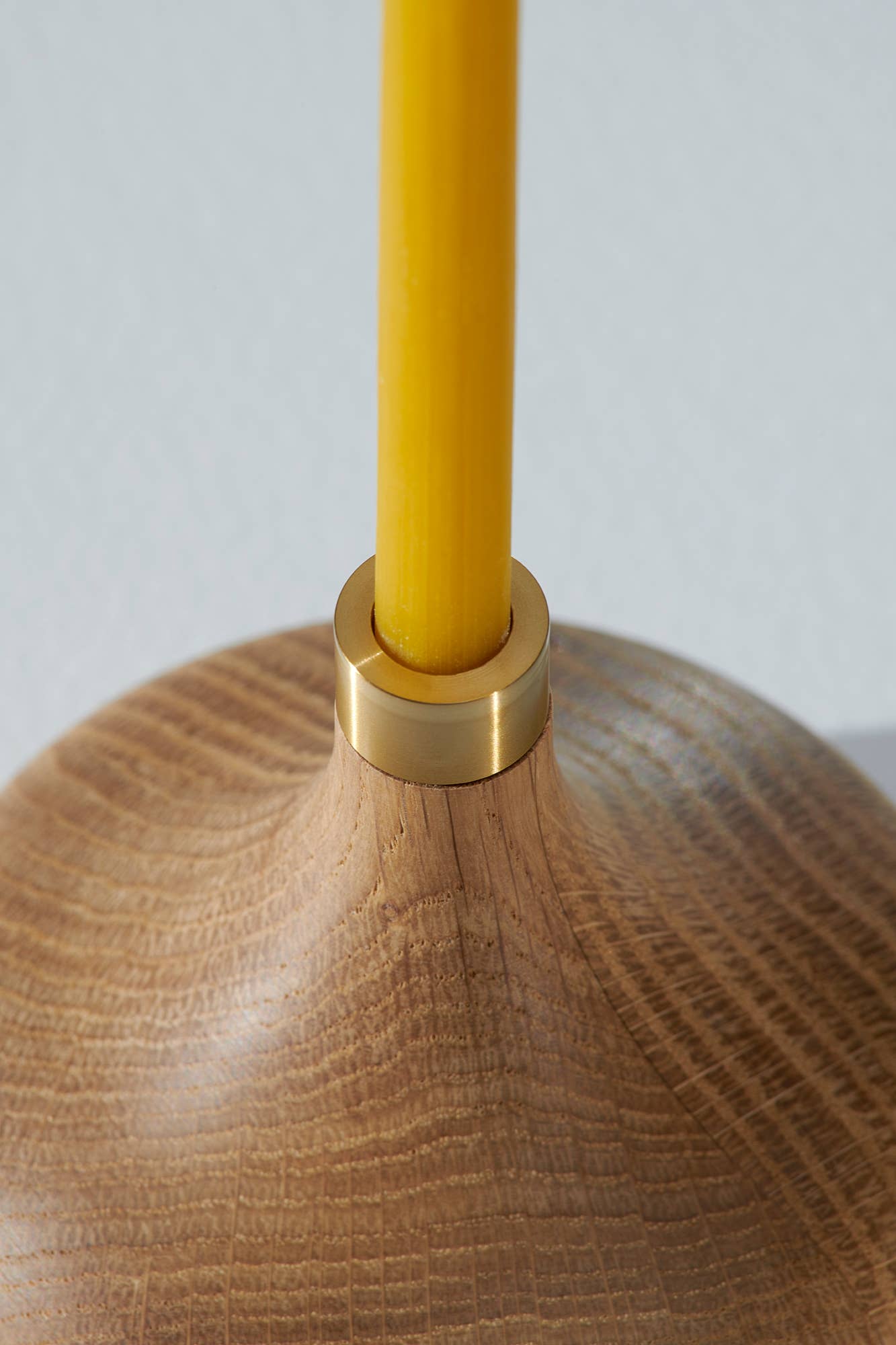 Oak Candle Holder: Shiny Brass Socket