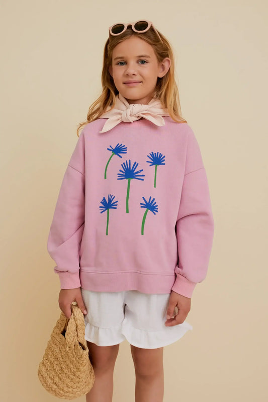 ORGANIC COTTON CORNFLOWER SWEATSHIRT: Pink / 100% Organic Cotton / 5-6 Y