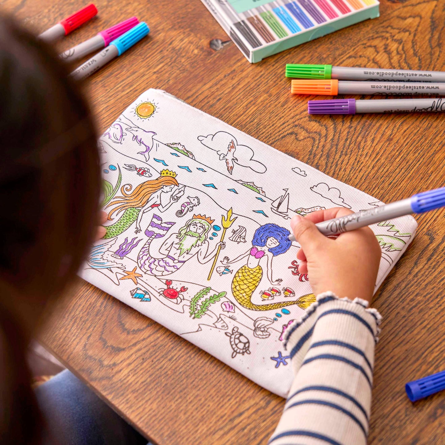 Mermaid Colour-In Pencil Case with Washable Pens