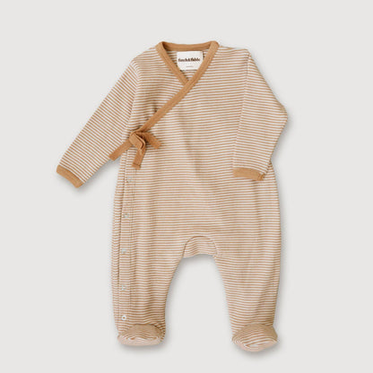 WOOL RIB FOOTIE FAWN STRIPED 6-12 months