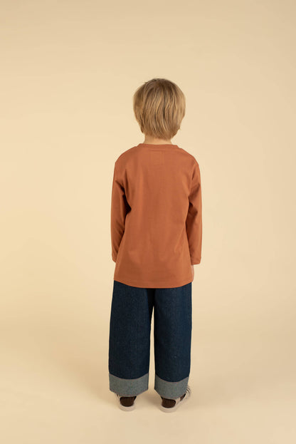 ORGANIC COTTON LONG-SLEEVE POTATO TEE : Gray / 100% Organic Cotton / 1-2 Y
