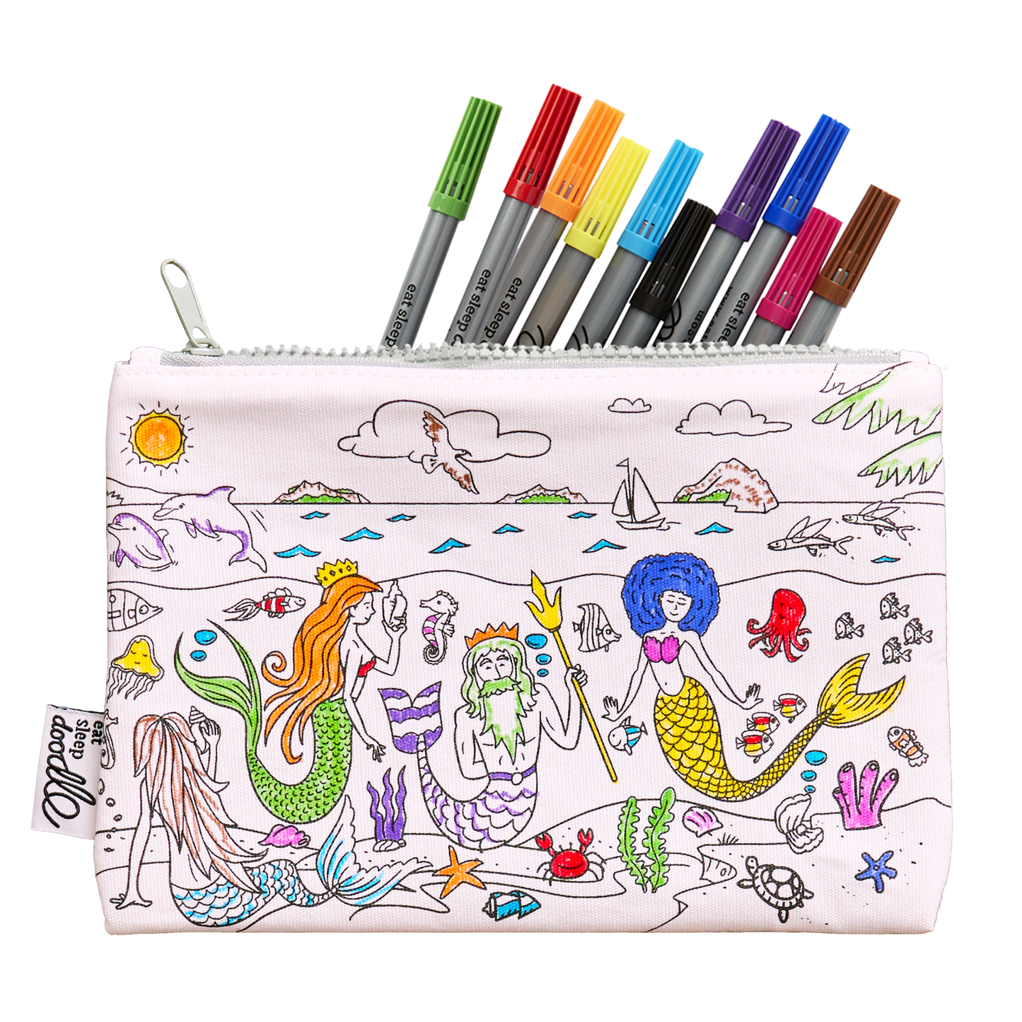 Mermaid Colour-In Pencil Case with Washable Pens