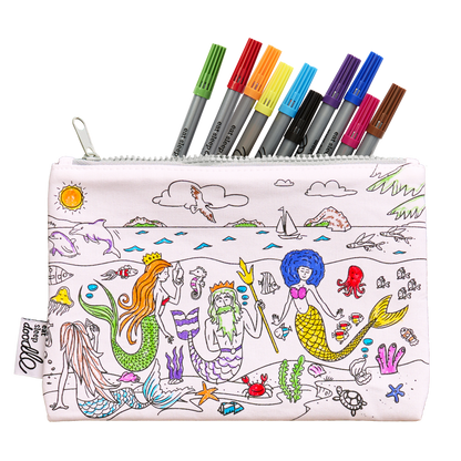 Mermaid Colour-In Pencil Case with Washable Pens