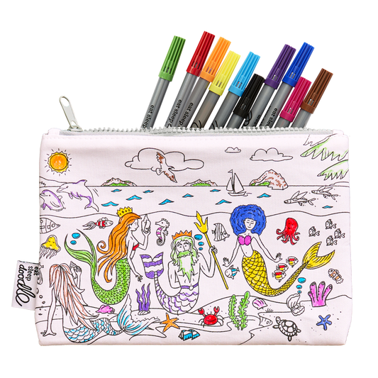 Mermaid Colour-In Pencil Case with Washable Pens
