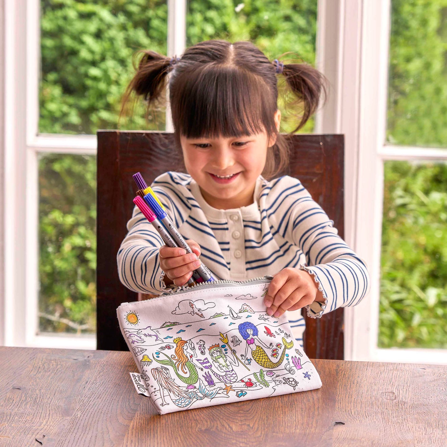 Mermaid Colour-In Pencil Case with Washable Pens