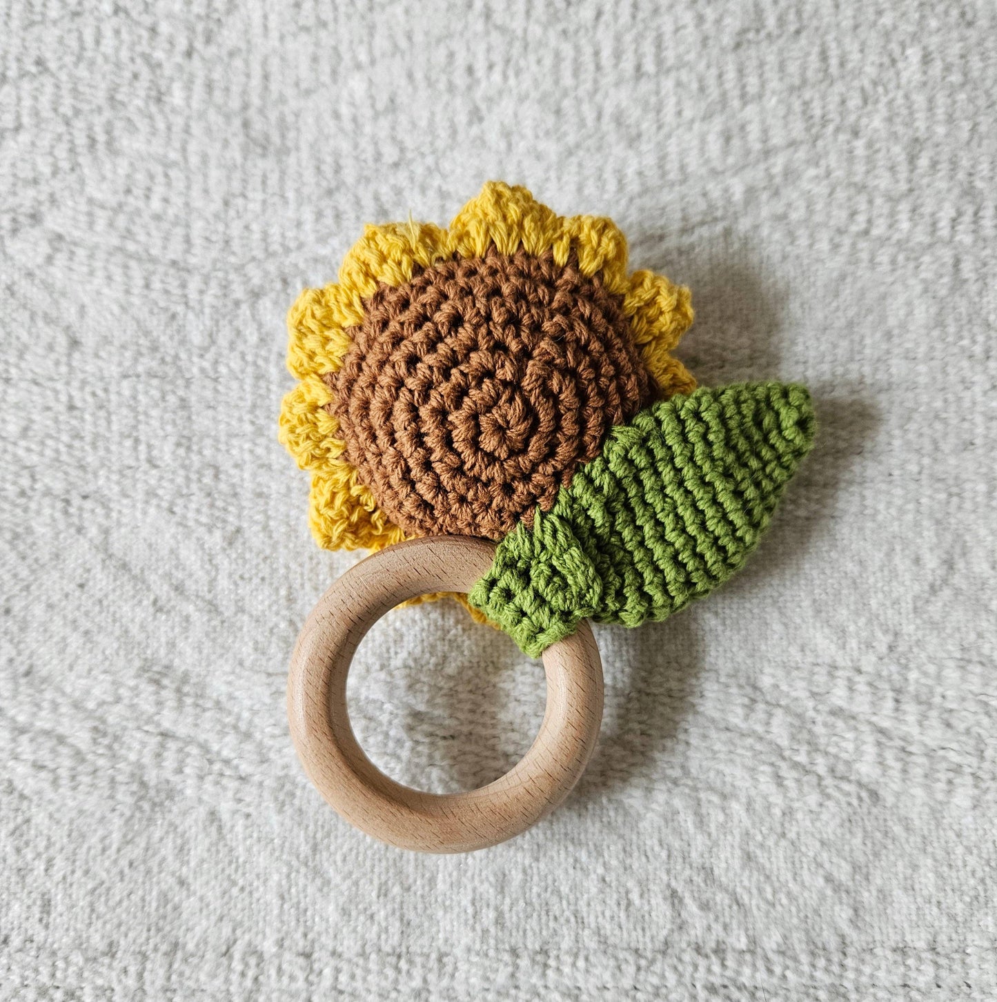 Handmade crochet rattle - Sunflower