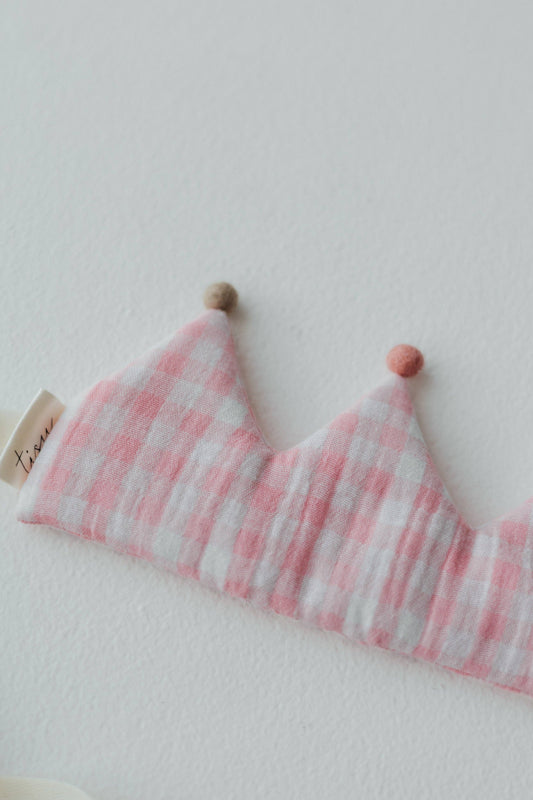 TISU children's crown, Gingham collection: Pink Gingham