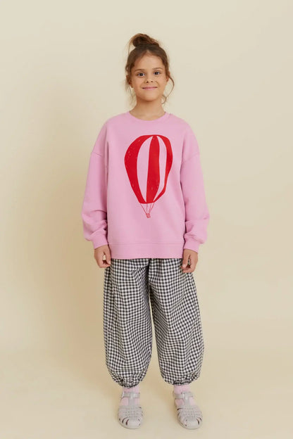 CHECKERED BALLOON PANTS: Green / 100% cotton / 5-6 Y