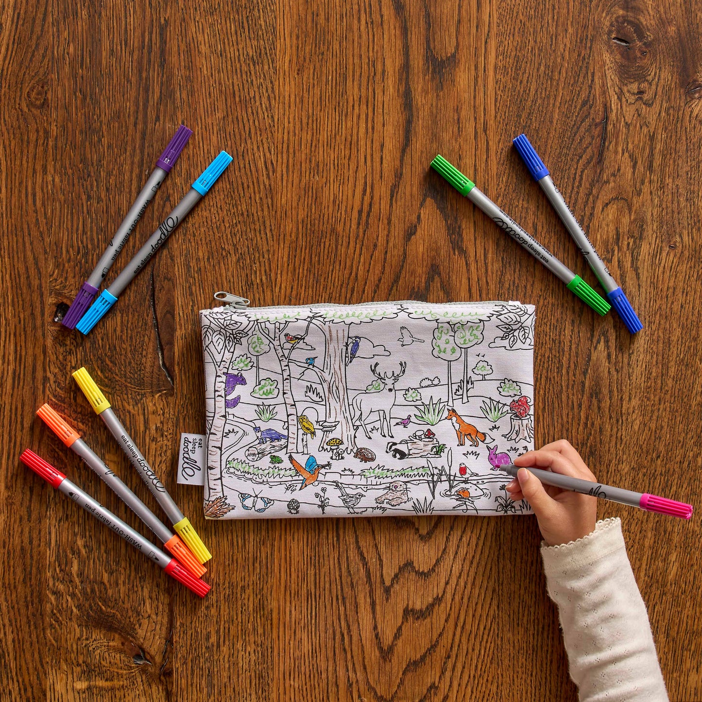 Woodland Colour-In Pencil Case with Washable Pens