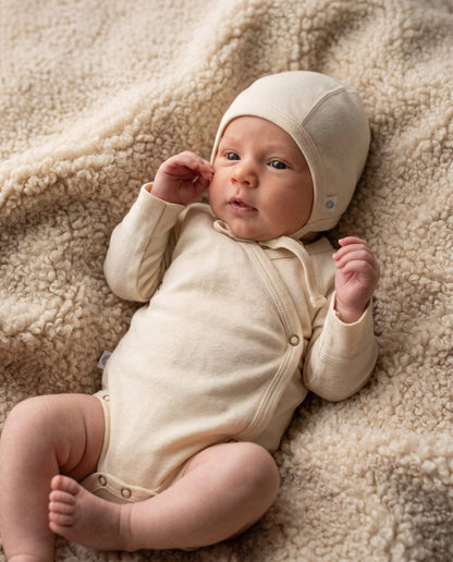 Wool Long Sleeve Wrap Romper — Merino Wool - Natural: 68