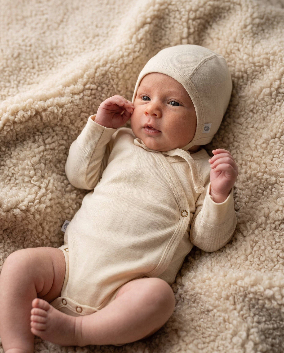 Wool Long Sleeve Wrap Romper — Merino Wool - Natural: 50