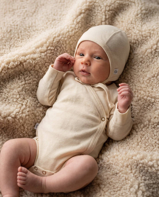 Wool Long Sleeve Wrap Romper — Merino Wool - Natural: 50