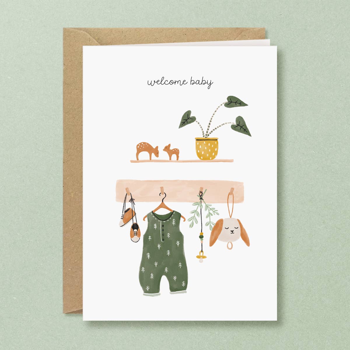 Romper New Baby Greeting Card: English