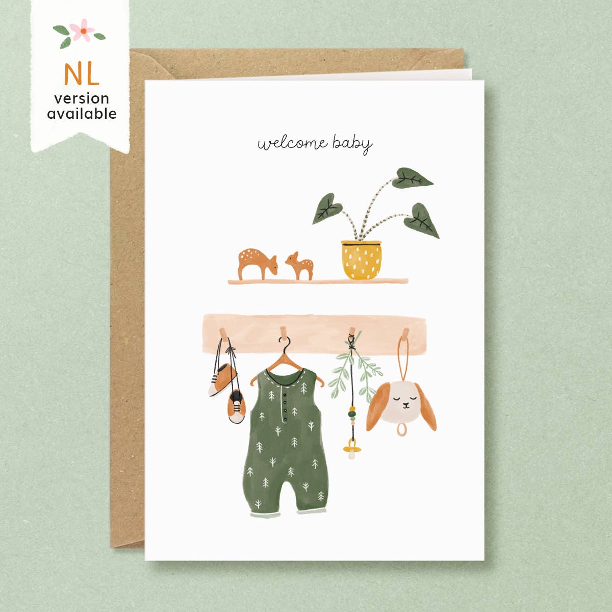 Romper New Baby Greeting Card: English