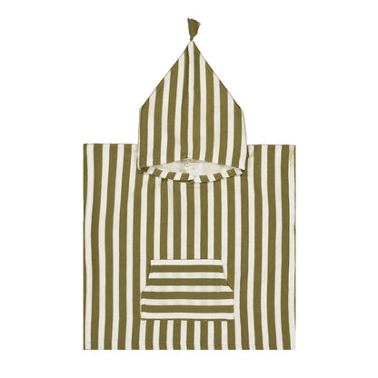 SUZON STRIPE KHAKI PONCHO KIDS: PERSIMMON / M 4/6 YEARS