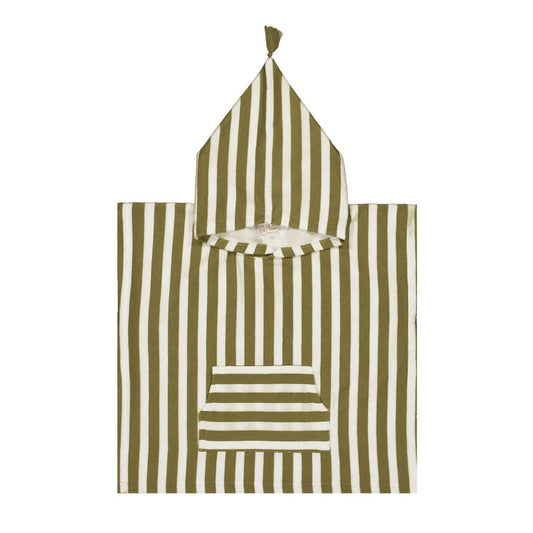 SUZON STRIPE KHAKI PONCHO KIDS: PERSIMMON / M 4/6 YEARS