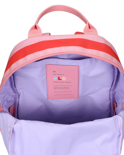 Ole · backpack medium · stripe · poppy red + litchi