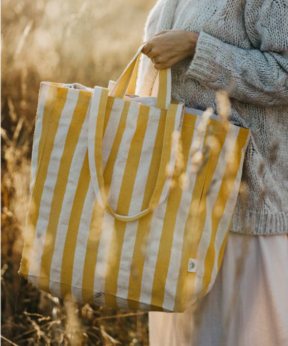 STRIPED GREEN TOTE BAG