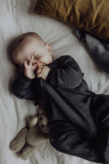 WOOL RIB FOOTIE STORM STRIPED 6-12 MONTHS