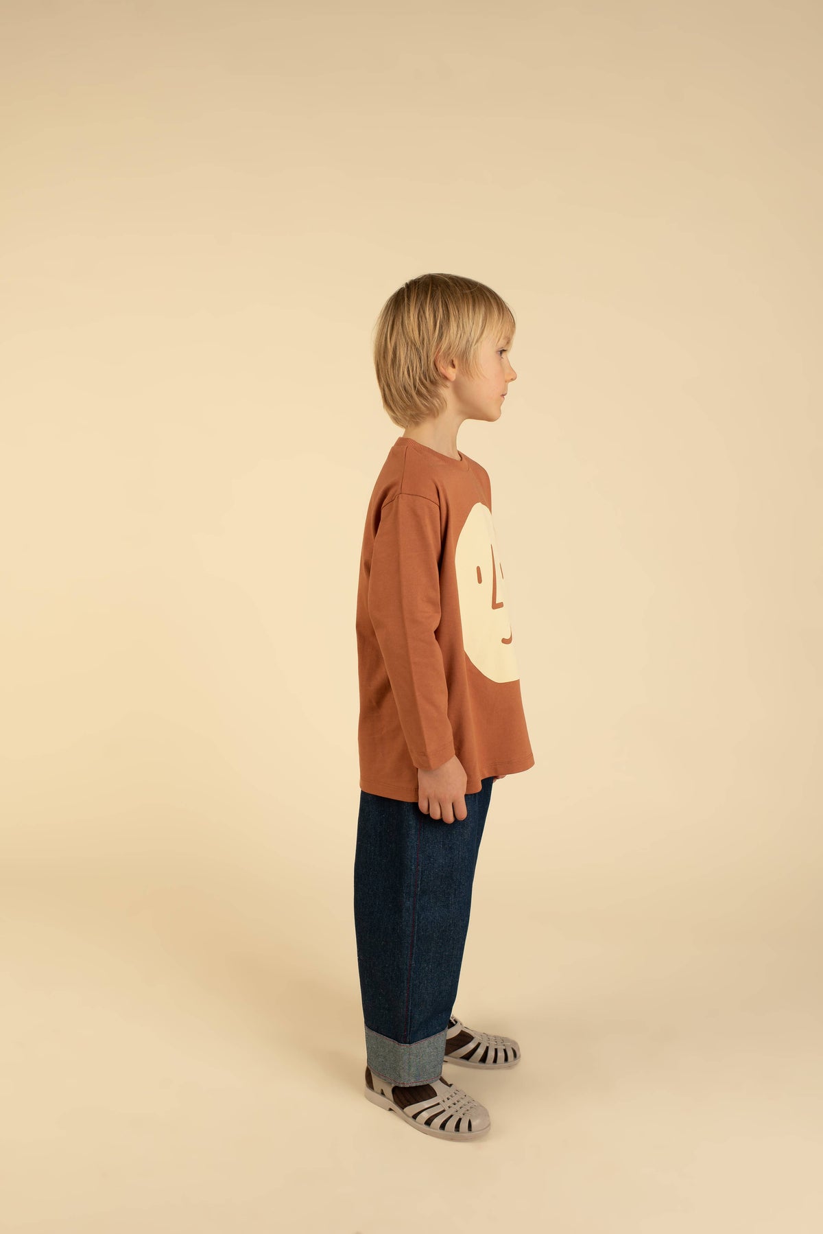 ORGANIC COTTON LONG-SLEEVE POTATO TEE : Gray / 100% Organic Cotton / 1-2 Y