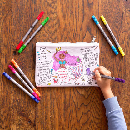 Mermaid Colour-In Pencil Case with Washable Pens