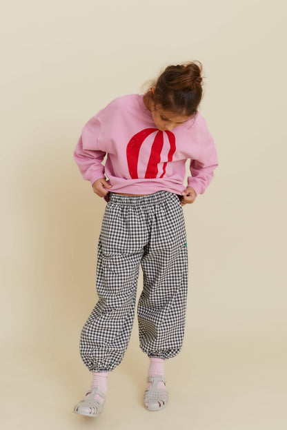 CHECKERED BALLOON PANTS: Green / 100% cotton / 5-6 Y