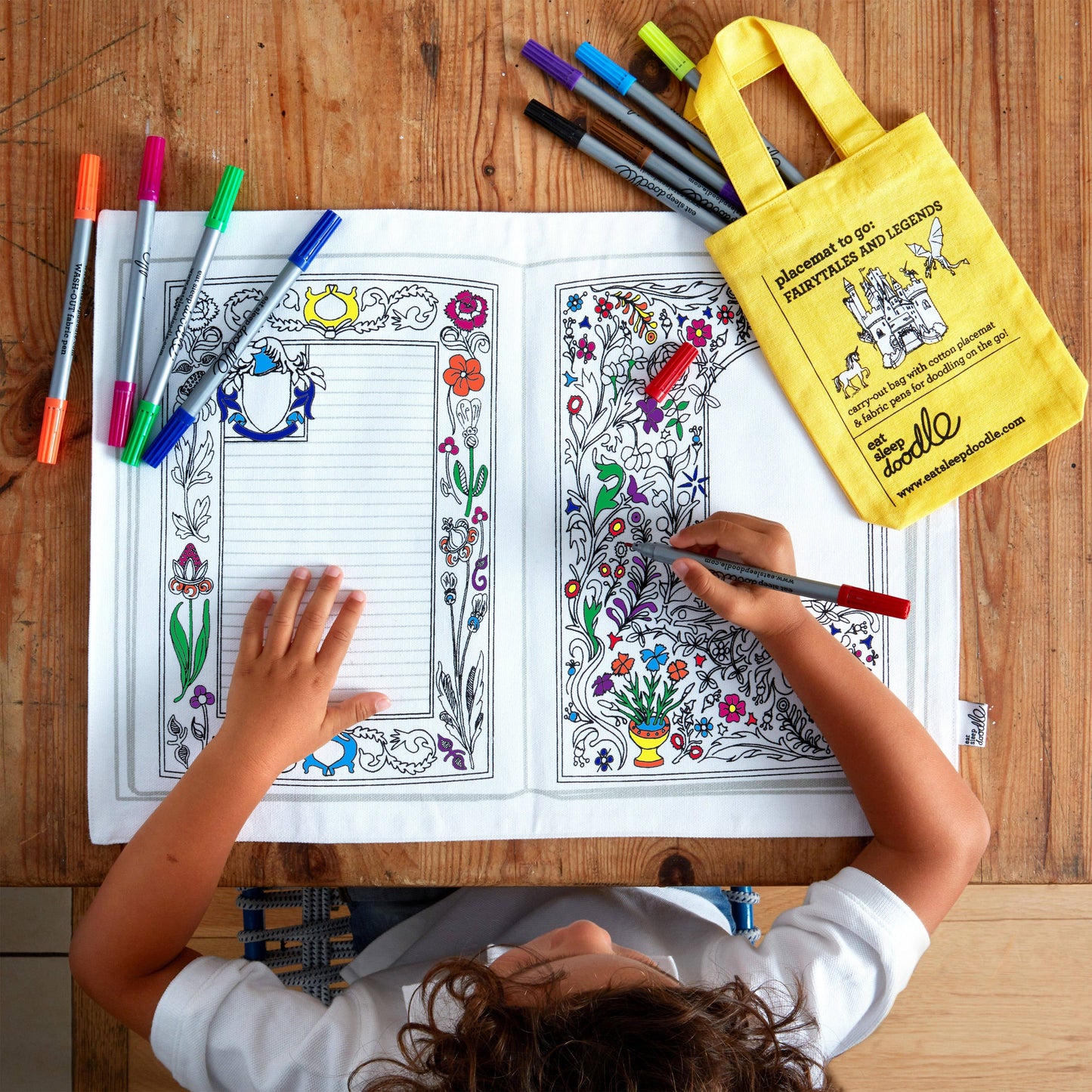 Fairytale Colour-In Cotton Placemat with Washable Pens