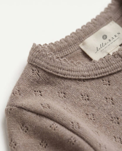 Wool pointelle baby romper - merino wool - Funghi: 62