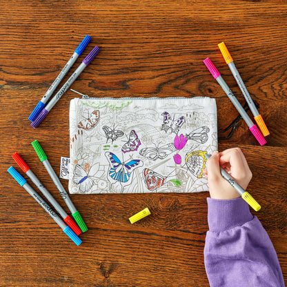 Butterfly Colour-In Pencil Case with Washable Pens