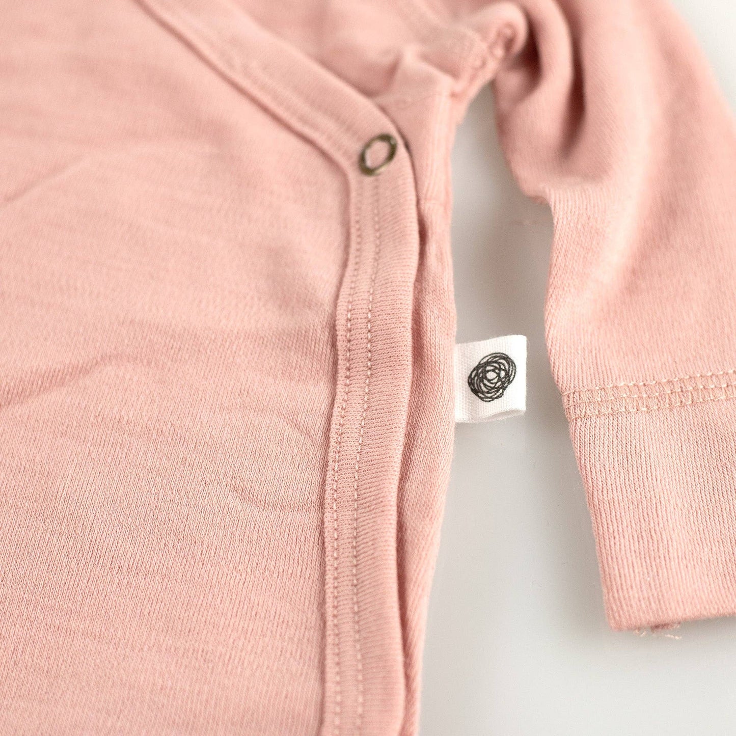 Long Sleeve Wool Wrap Bodysuit — Merino Wool - Misty Rose: 50