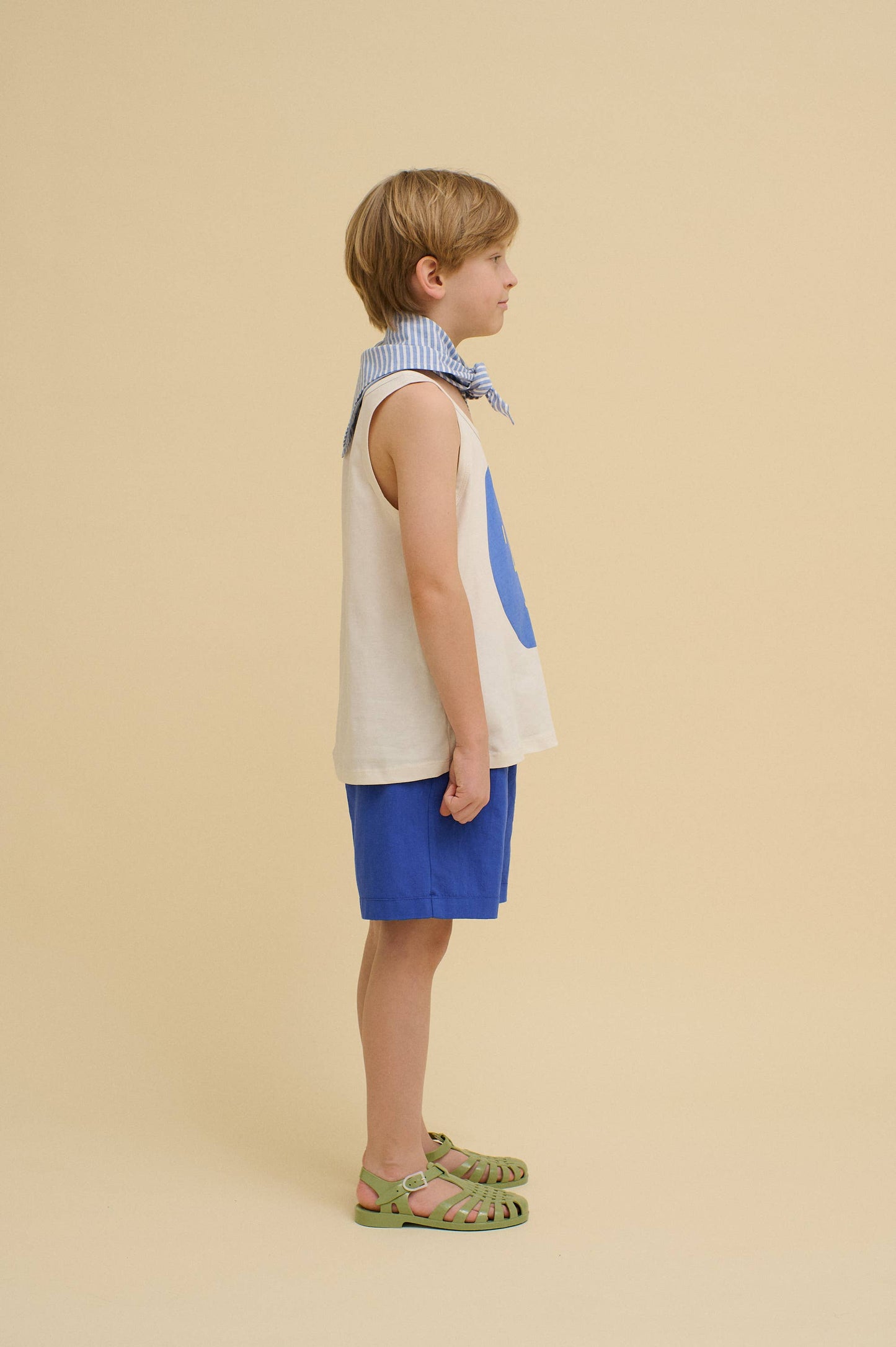 WASHED  COTTON SHORTS: Blue / 3-4 Y