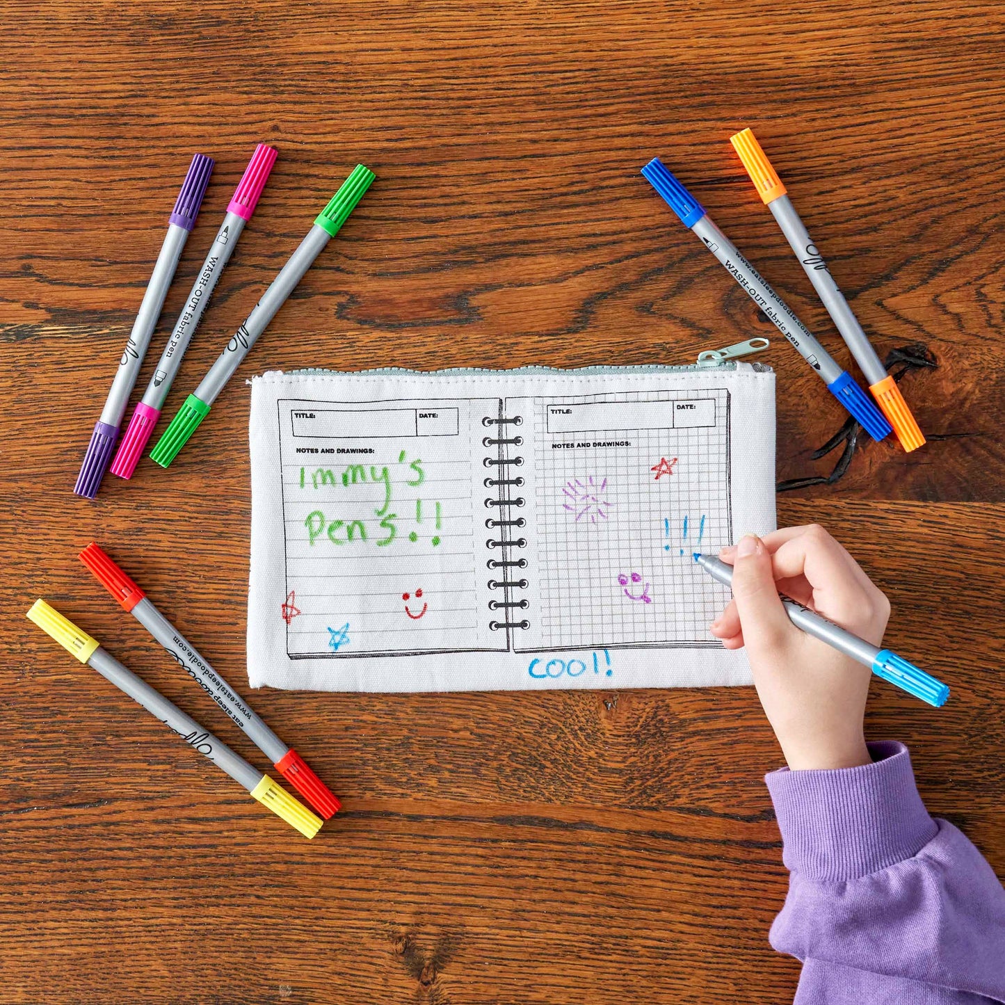 Dinosaur Cotton Colour-In Pencil Case with Washable Pens