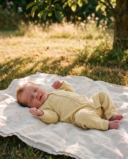 Wool box romper pointelle - merino wool - Dusty Yellow: 68