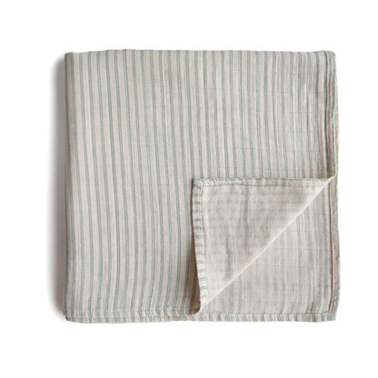 MUSHIE SWADDLE - SAGE STRIPES
