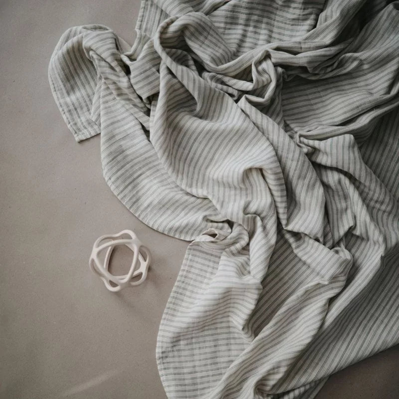 MUSHIE SWADDLE - SAGE STRIPES