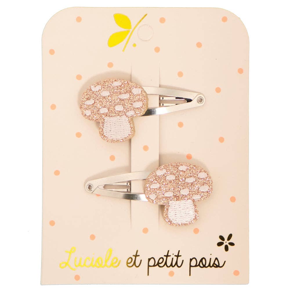 PINK MUSHROOM HAIR CLIPS (PAIR)