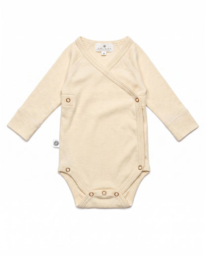 Wool Long Sleeve Wrap Romper — Merino Wool - Natural: 68