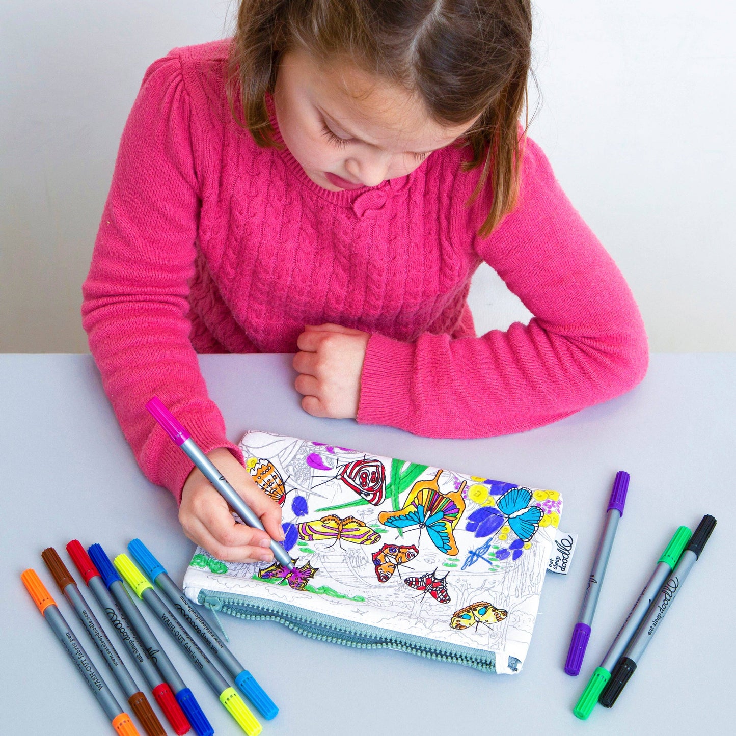 Butterfly Colour-In Pencil Case with Washable Pens