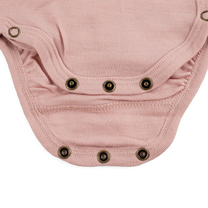 Long Sleeve Wool Wrap Bodysuit — Merino Wool - Misty Rose: 56