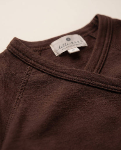 Long sleeve wool wrap bodysuit — Merino Wool - Chocolate fondant: 50