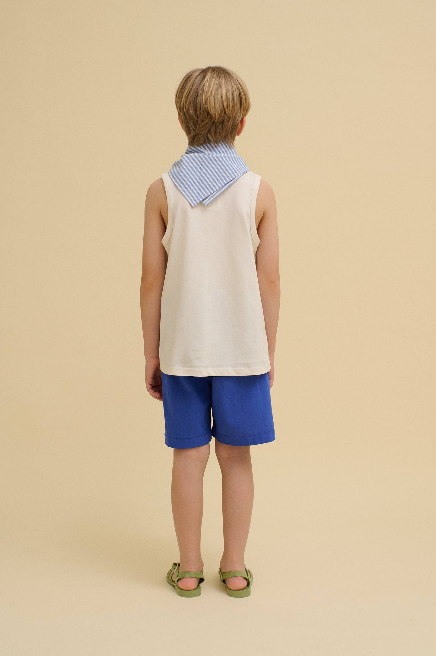 WASHED  COTTON SHORTS: Blue / 3-4 Y