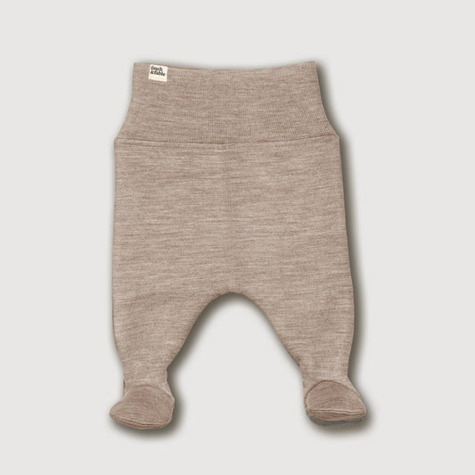 Wool Fleece Footed Pants - Sand: 6-12 months