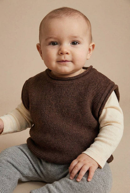 MERINO WOOL KNITTED BABY VEST
- CAROB: 50/56