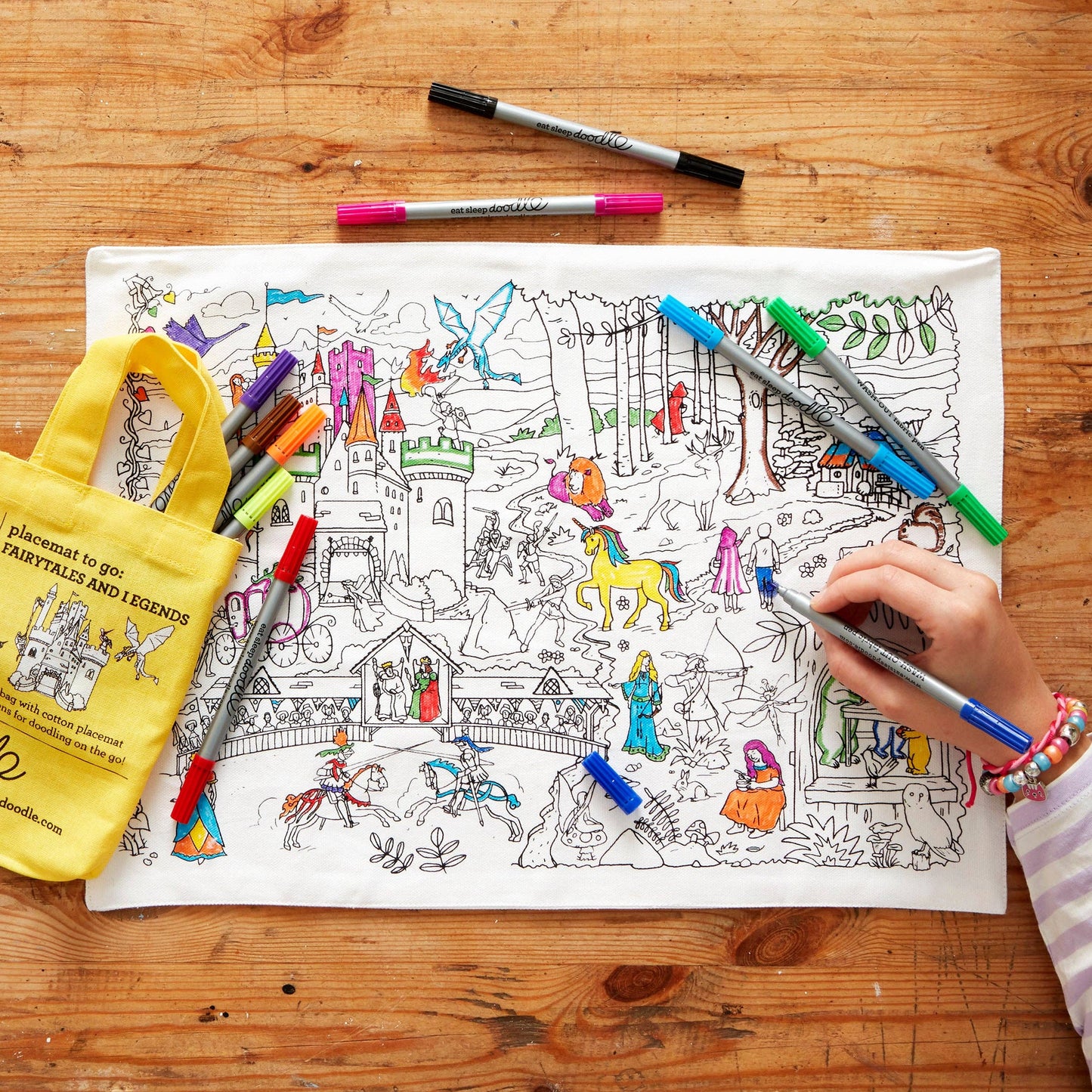 Fairytale Colour-In Cotton Placemat with Washable Pens