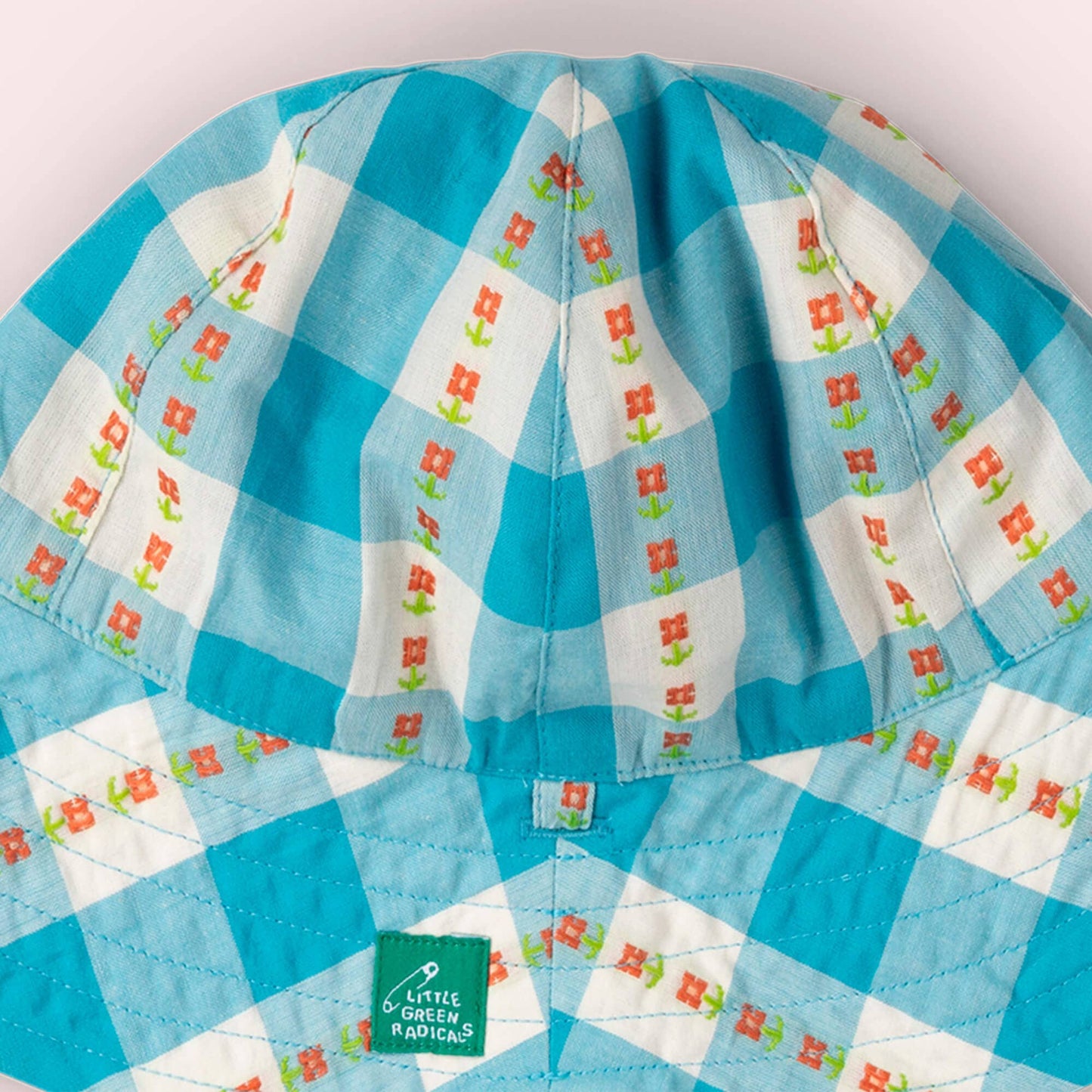 Blue Flowers Reversible Sunhat: Blue / 06-12m